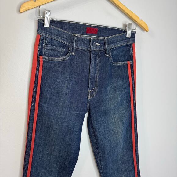 MOTHER Insider Crop Step Fray Jeans Speed Racer Stretch Blue Women's Sz 26 - Picture 3 of 15